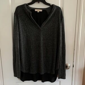 LOFT Charcoal Long Sleeve Blouse